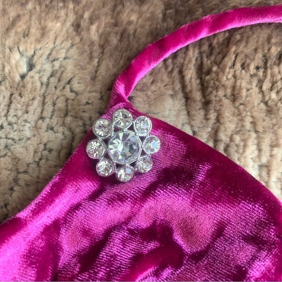 Wayf Crushed Velvet Magenta Mini Dress - Picture 6 of 11